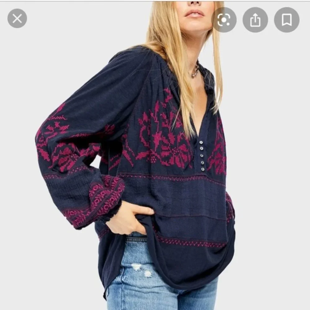Free People Persuasion Long Sleeve Tunic Top M
